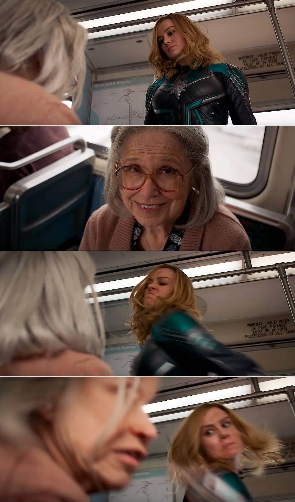 Plantilla de Captain Marvel golpeando a una abuela