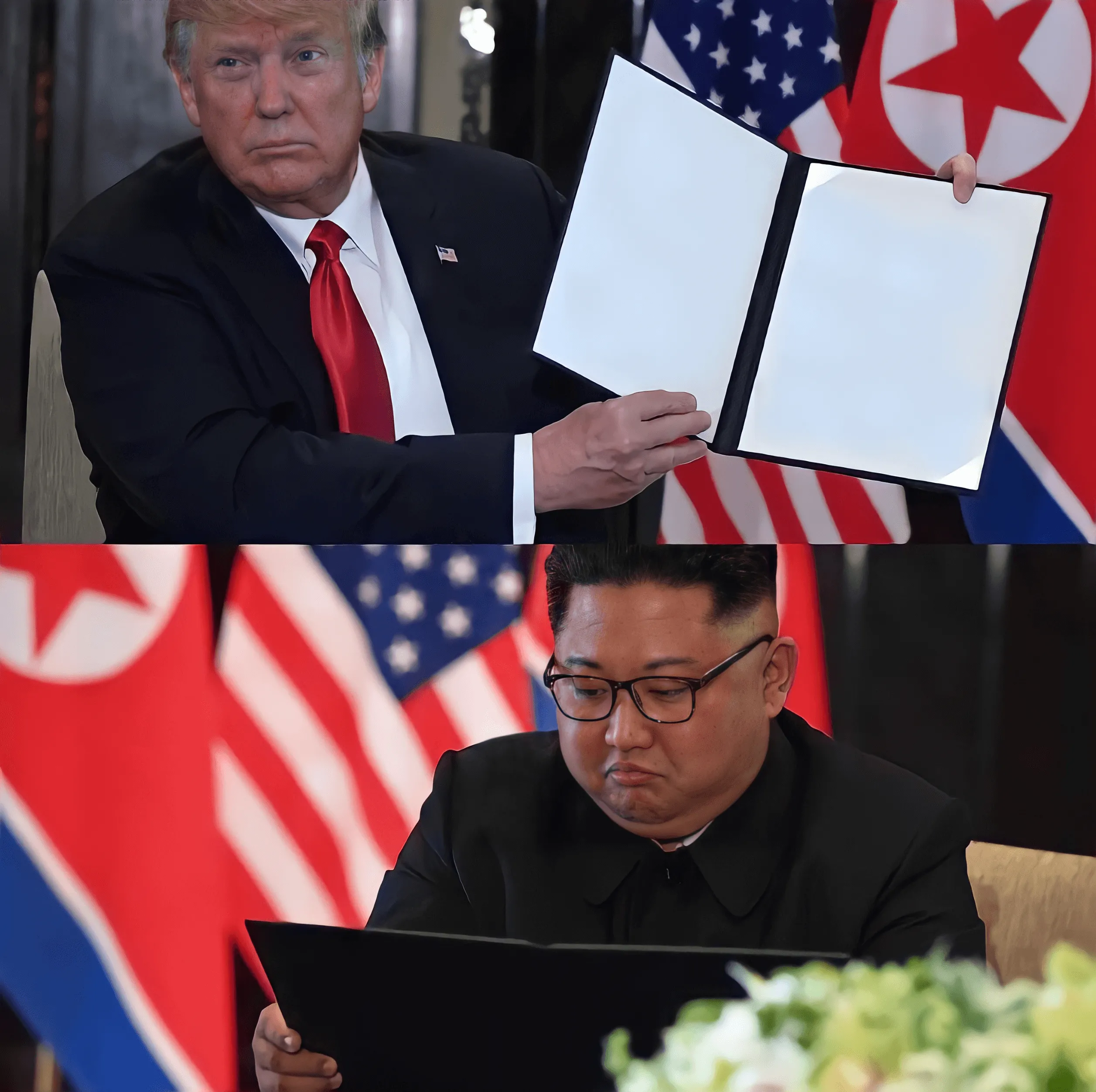 Plantilla de Donald Trump y Kim Jong-Un aprobando.