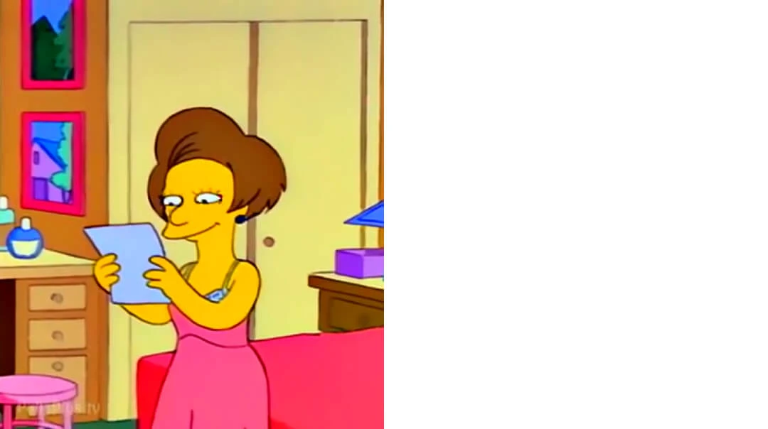 Plantilla de Edna Krabappel leyendo carta