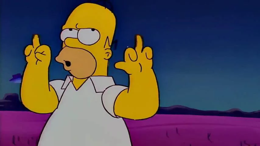 Plantilla de Homero mostrando el dedo medio