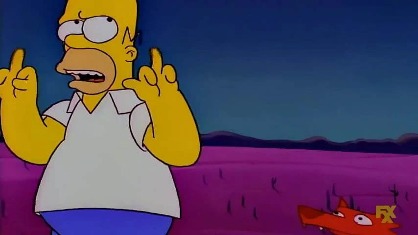 Plantilla de Homero mostrando el dedo medio