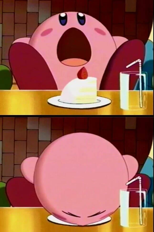 Plantilla de Kirby comiendo pastel