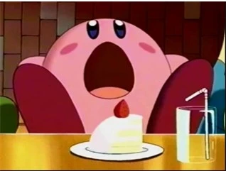 Plantilla de Kirby comiendo pastel