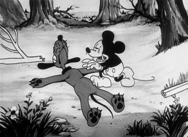 Plantilla de Pluto muerto y Mickey Mouse llorando