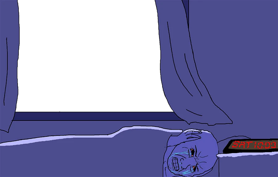 Plantilla de Wojak intentando dormir